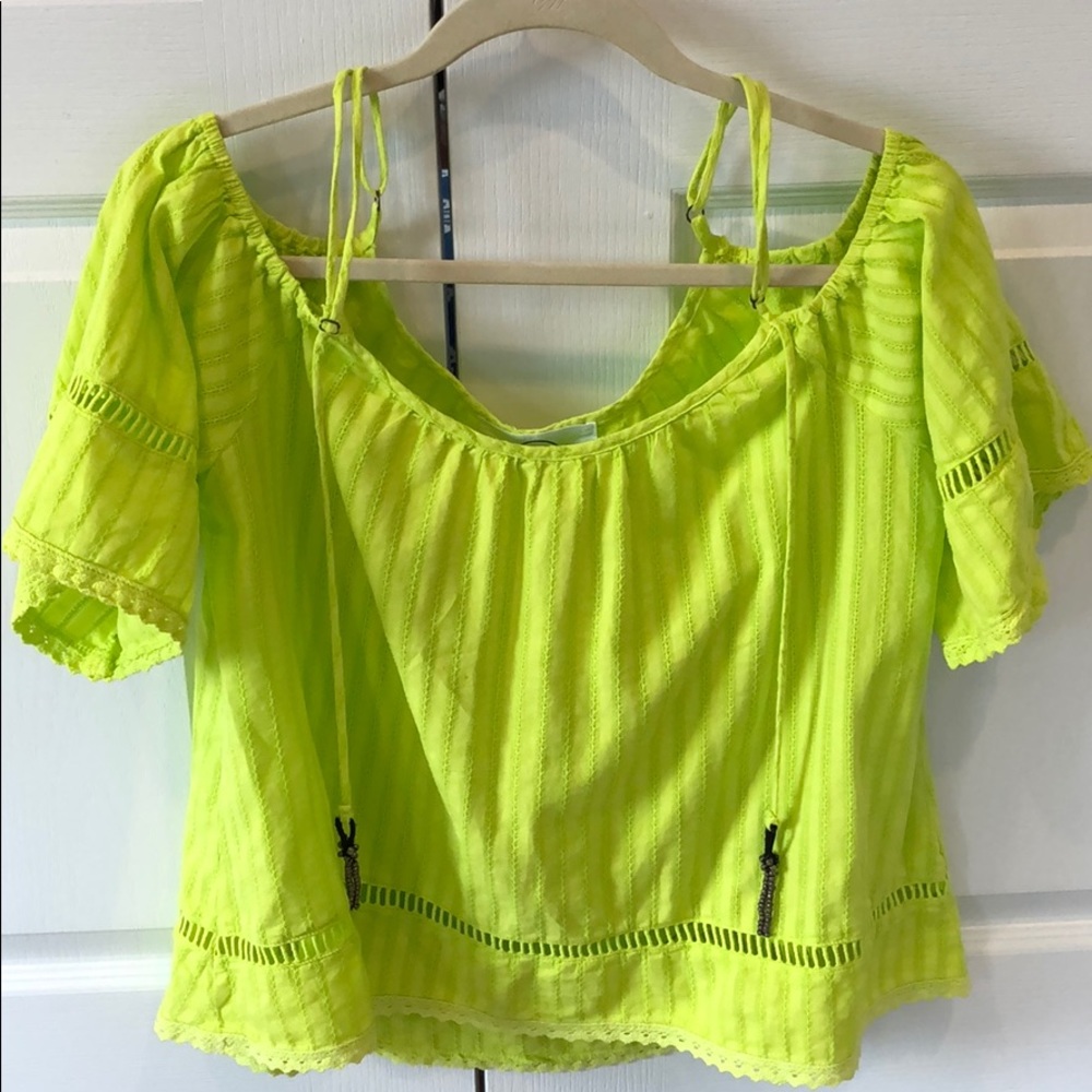 Brand new lime green off the shoulder top